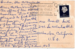 62260 - Niederlande - 1962 - 20c Juliana EF A AnsKte BREDA - ...  -> Alhambra, CA (USA) - Storia Postale