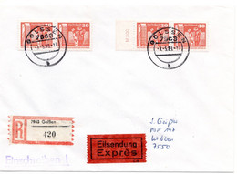 62390 - DDR - 1990 - 4@30Pfg Kl.Bauten A R-EilBf GOLSSEN -> LUEBBEN - Cartas & Documentos