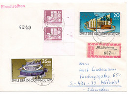 62392 - DDR - 1990 - 2@15Pfg Kl.Bauten (m. Platten#2) MiF A R-Bf MAGDEBURG -> Schweden - Storia Postale