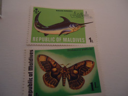 MALDIVES  MNH  STAMPS   BUTTERFLIES FISHES - Fossili