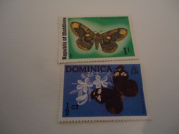 MALDIVES  DOMINIKA  MNH  STAMPS 2   BUTTERFLIES - Fossili