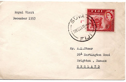 62401 - Fiji - 1953 - 8d Royal Visit EF A Bf SUVA -> Grossbritannien - Fidji (...-1970)