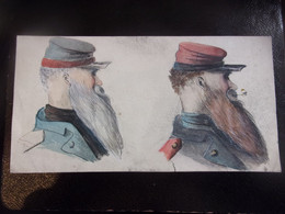 ♥️ XIX EME VERS 1880 DESSIN AQUARELLE MILITAIRE UNIFORME AU DOS CROQUIS SIGNATURE GENESTON KEPI BARBE LEGION SAPEUR ? - Aquarel