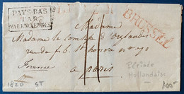 Belgique Lettre 1820 Pour Paris + Griffe BRUSSEL Grand Modèle, + Griffe Entrée "Pays Bas Par Valenciennes + Taxe 11 - 1815-1830 (Periodo Olandese)