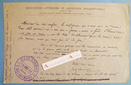 ● L.A.S 1890 Jules LERMINA Romancier Journaliste - Cachet BRY Sur MARNE - Assoc Littéraire...- Poème - Lettre Autographe - Ecrivains