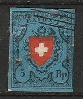 Suisse, 1850 Rayon I, Yt. 14. Mi.7 II Ohne Kreuzeinfassung. Tears, Riss - 1843-1852 Federal & Cantonal Stamps