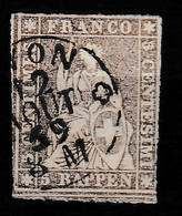 Suisse 1854-1862 5Rp Braun Yv. 26b MiNr. 13, Moyen Papier Mit Scharzen (noir) Seidenfaden. - Gebraucht