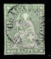 Suisse 1854-1862 40Rp Yv. 30  MiNr. 17 Mit Grünen (vert) Seidenfaden. - Gebraucht