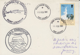 British Antarctic Territory (BAT) Ca HMS Endurance  Card  Ca Port Lockroy 15 FEB 2001 (AT215) - Lettres & Documents