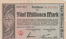 Billet De Nececcité ALLEMAND - Funf Millionen Marks De Bonn 1923 - Sonstige – Europa