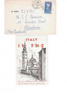 ITALIA CARTE QSL RADIO AVEC ENVELOPPE EXPEDITION; 1958 : Cremona. - Radio