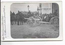 Carte Photo Artillerie Se Met En Batterie Place De L'Etoile 1909 Pour L'arrivée Du Roi D'Italie Dos Simple Voyagée 1909 - Material