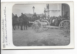 Carte Photo Artillerie Se Met En Batterie Place De L'Etoile 1909 Pour L'arrivée Du Roi D'Italie Dos Simple Voyagée 1909 - Ausrüstung