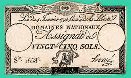 Assignat De Vingt Cinq Sols - France - Sie.1658e. Hervé -  Domaines Nationaux - TTB + - - Assignate