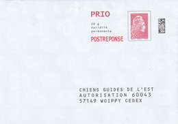 FRANCE Enveloppe Entier Postal Marianne D'YZ (street Artist) Prio 20 G Chiens Guides De L'Est - Cards/T Return Covers