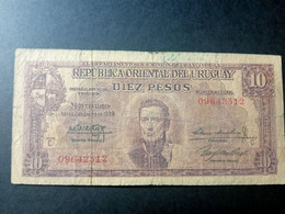 URUGUAY 10 PESOS 1939 P 37 USED USADO - Uruguay