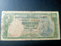 URUGUAY 500 PESOS 1939 P 40c USED USADO - Uruguay