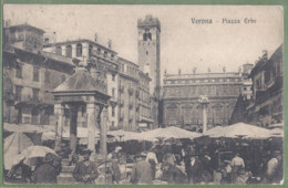 CPA  - ITALIE - VERONA - PIAZZA ERBE - Belle Animation, Marché - édit. O. Oncstinghel - Verona