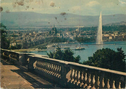 Postcard Switzerland Geneve La Rade Et La Ville Depuis Cologny - Cologny