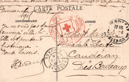 Militaria - Ww1 - Guerre 1914 1918 - Cachet Hôpital Auxiliaire N°2 Perpignan Croix Rouge Red Cross Au Verso Gerbeviller - Weltkrieg 1914-18