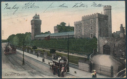 Wales, Cardiff Castle / Horse Tram, Animated - Posted 1904 - Glamorgan