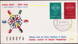 Europa CEPT 1959 Belgique - Belgium - Belgien FDC1 Y&T N°1111 à 1112 - Michel N°1164 à 1165 - 1959