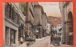 OAB-15 RARE Moudon  Grande Rue  Char à Bois  Commerce De Fer Bryois  Cachet Moudon 1908  Guggenheim 11815 C - Moudon