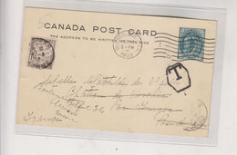 CANADA 1903  Postal Stationery To France Postage Due - Lettres & Documents