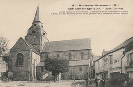CARTE POSTALE ORIGINALE ANCIENNE : SAINT CLAIR SUR EPTE L'EGLISE EN 1911 ANIMEE VAL D'OISE (95) - Saint-Clair-sur-Epte
