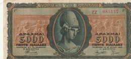 Billet Grec De 5000 Drachmes 1943 - Sonstige – Europa