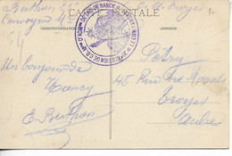 NANCY Meurthe Et Moselle Armée Cachet Violet 28è Section De C.O.Mres D'ADMon DETACHEMENT DE NANCY     ..G - Marques D'armée (avant 1900)