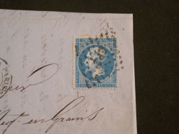 BI 35 FRANCE SUR  LETTRE 1867 BROUELLINES A  PONT STE MAXENCE + N ° 22  + + AFFR. INTERESSANT - 1862 Napoleon III