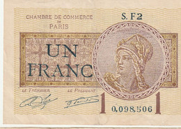 Billet De Nécessité - CHAMBRE DE COMMERCE DE PARIS  UN FRANC 1919 - Sonstige – Europa