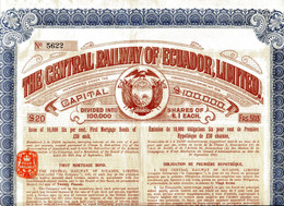 The CENTRAL RAILWAY Of ECUADOR, Limited; 6% First Mortgage Bond - Ferrovie & Tranvie