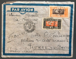 Dahomey N°53, 58 Et 63 (au Verso) Sur Enveloppe TAD OUIDAH 23.10.1937 - (C1417) - Covers & Documents