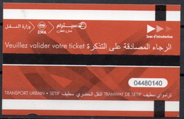 ALGERIA 2022 - Ticket Transport Tram Tramway Of SETIF - Billete De Transporte - Tranvía - Monde