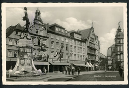 AK Giessen, 1.7.1940, Marktplatz, Hakenkreuz Beflaggt,Geschäfte:Wallenfels,Teipel,SINGER, WW II,2.Weltkrieg,Mittelhessen - Giessen