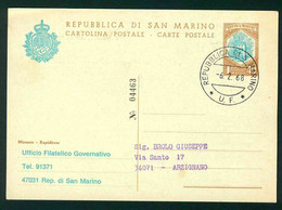 CLG402 - CARTOLINA POSTALE STORIA POSTALE 1968 LIRE 40 UFFICIO FILATELICO GOVERNATIVO - Storia Postale