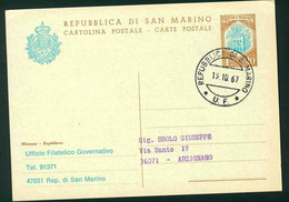 CLG403 - CARTOLINA POSTALE STORIA POSTALE 1967 LIRE 40 UFFICIO FILATELICO GOVERNATIVO - Storia Postale