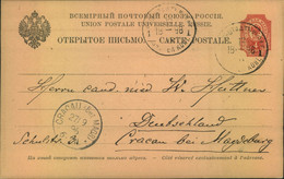 1898, Russian Stationery Card From JAKOBSTADT  Ro CRACALL (Bez. Magdeburg) - Lettland