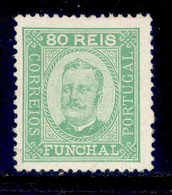 ! ! Funchal - 1892 D. Carlos 80 R (Perf. 12 3/4) - Af. 08 - MH - Funchal