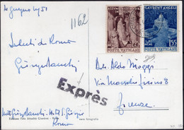 1951 04 GIU ASSUNZIONE L.25+55 SASS 143+144 SU CARTOLINA ESPRESSO PER FIRENZE FIRMA BIONDI  Cv 142 - Storia Postale