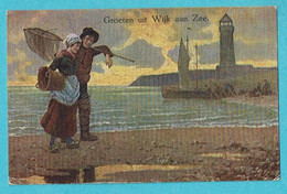 * Wijk Aan Zee (Noord Holland - Nederland) * (KGL) Groeten Uit Wijk Aan Zee, Pecheur, Fantaisie, Plage, Phare Lighthouse - Wijk Aan Zee