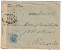 Espagne - Jativa - Xativa - Lettre Pour Marseille (France) - Contrôle Postal Militaire - Censure - Vignette RF - Other & Unclassified