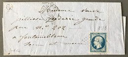 France N°14 Sur Lettre (LSC) TAD Ponthierry (73) 22.5.1859 + PC 2533 - (N265) - 1849-1876: Periodo Clásico