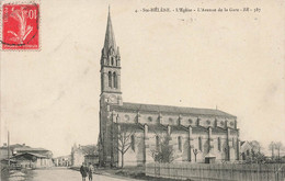 CPA Ste Héléne - L'église - L'avenue De La Gare - Oblit Ambulant Lacaau à Bordeaux - Autres & Non Classés