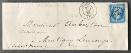 France N°22 Sur Lettre TAD Melun (73) 27.5.1865 + GC 2306 - (N274) - 1849-1876: Periodo Clásico