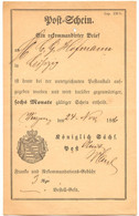SACHSEN 1866, Postschein Der Königlich Sächs. Post Für "Ein Rekommandirter Brief" (Form 131 B. - Papier Rahmfarbig) Von - Sachsen