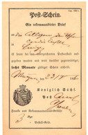 SACHSEN 1866, Postschein Der Königlich Sächs. Post Für "Ein Rekommandirter Brief" (Form 131 B. - Weißes Papier) Von - Sachsen