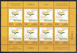 Serbia 2022 75 Years Of Statehood Of The Republic Of India Anniversary Flags MNH - Unused Stamps